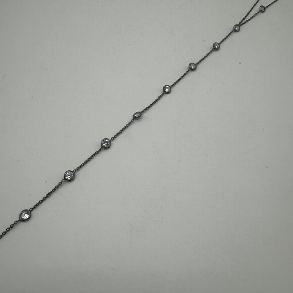 Silver-Tone Y Chain Necklace With Clear Crystal Accents & Lobster Clasp Closure - Picture 3 of 5